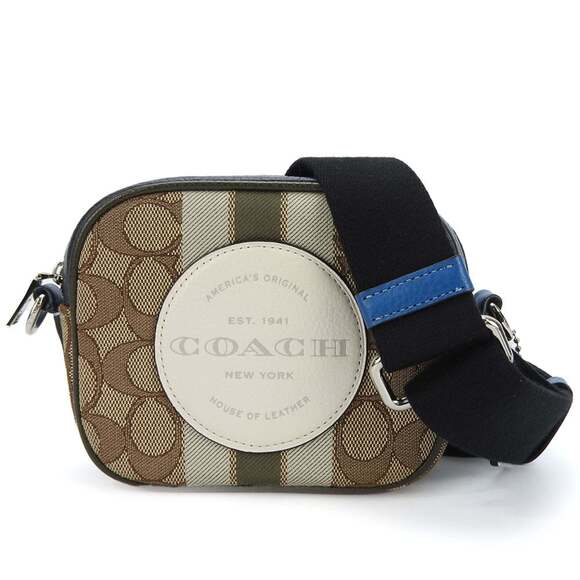 Coach Shoulder Bag 2635 Signature Dempsey Canvas Leather Beige Blue Khaki Cam...